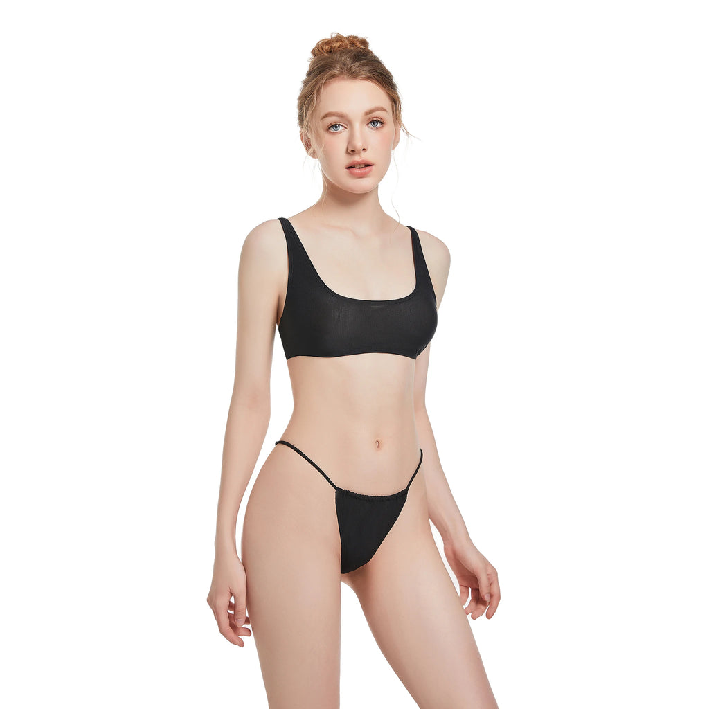 In-Stock Tan Through Bikini Black Two-Piece Women's Sexy Swimwear Summer Say Goodbye Tan Line