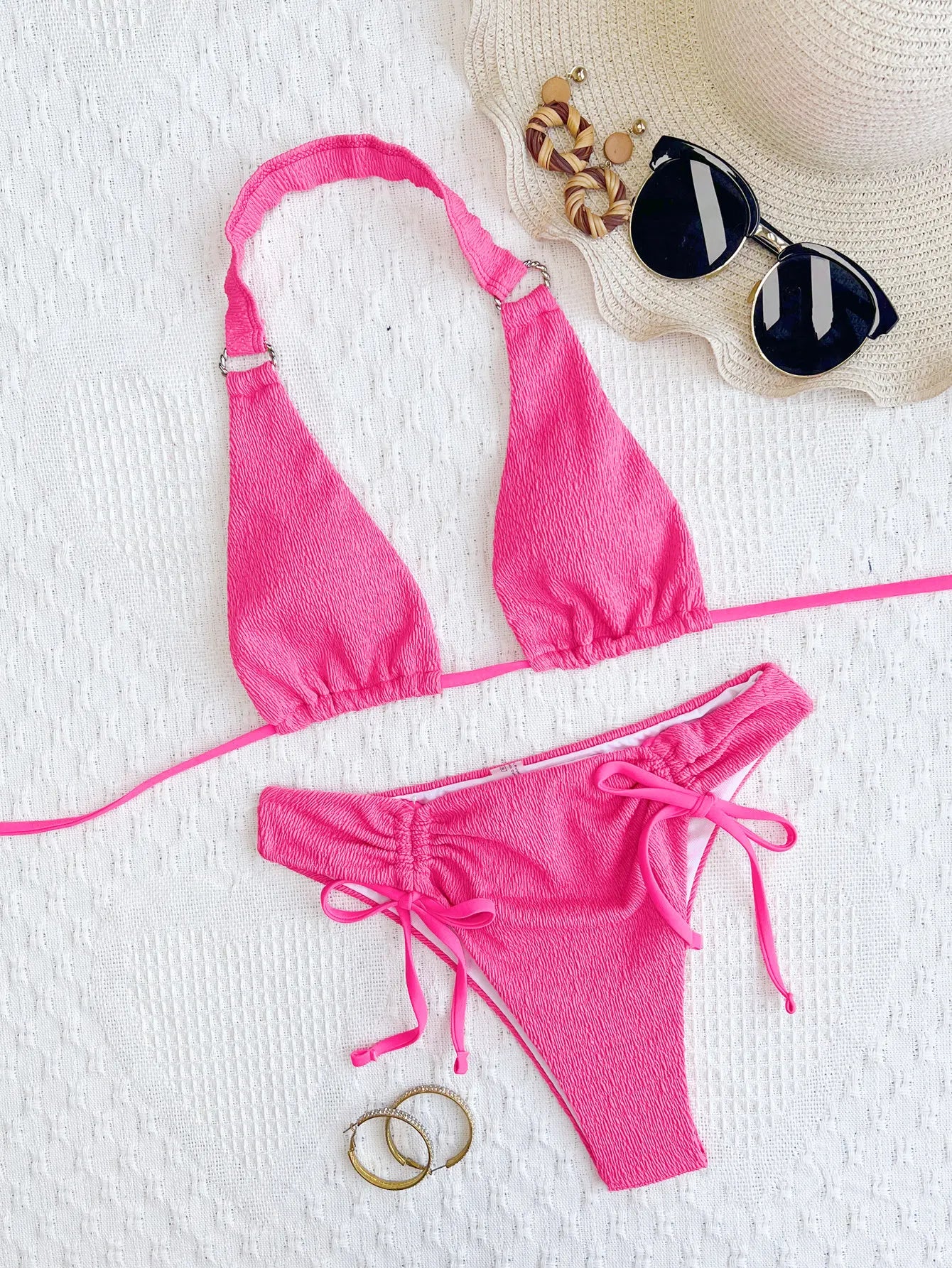 YWCS-6580 Eco Friendly Swimwear Women's Sexy Bikini Suit Solid Color Two Piece Bathing Suit Recycled Fabric Swimwear