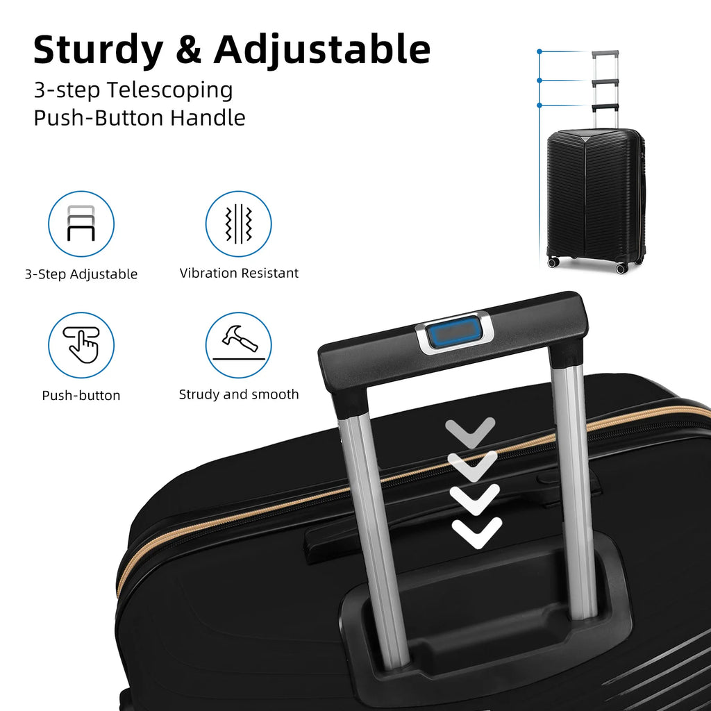 Black Valise De Voyage Luggage Travel Bags 5pcs Hard Shell Suitcase Luggage Set with Spinner Wheels for Business & Family Travel