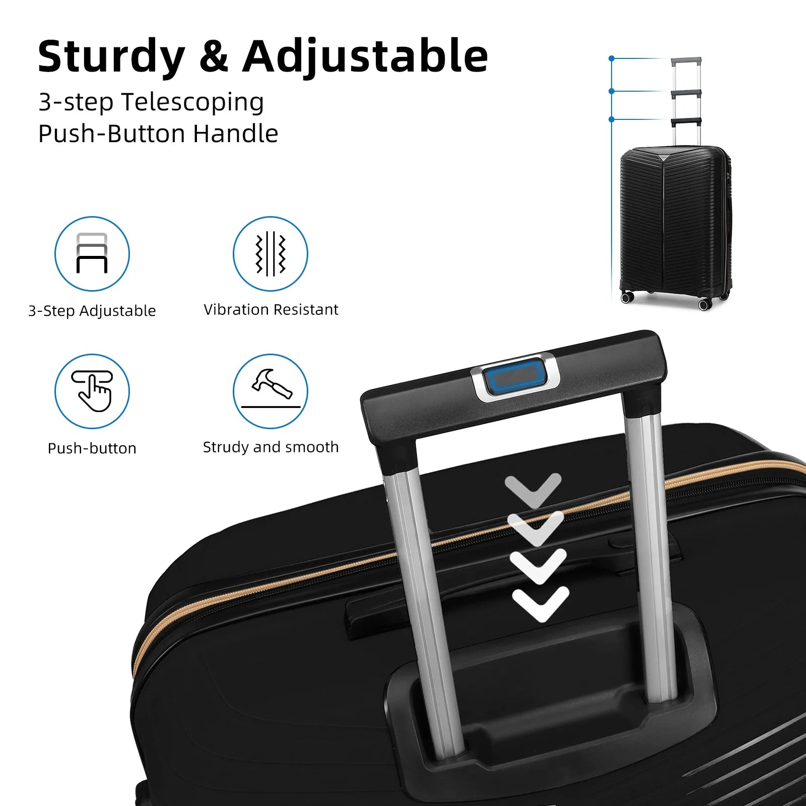 Black Valise De Voyage Luggage Travel Bags 5pcs Hard Shell Suitcase Luggage Set with Spinner Wheels for Business & Family Travel
