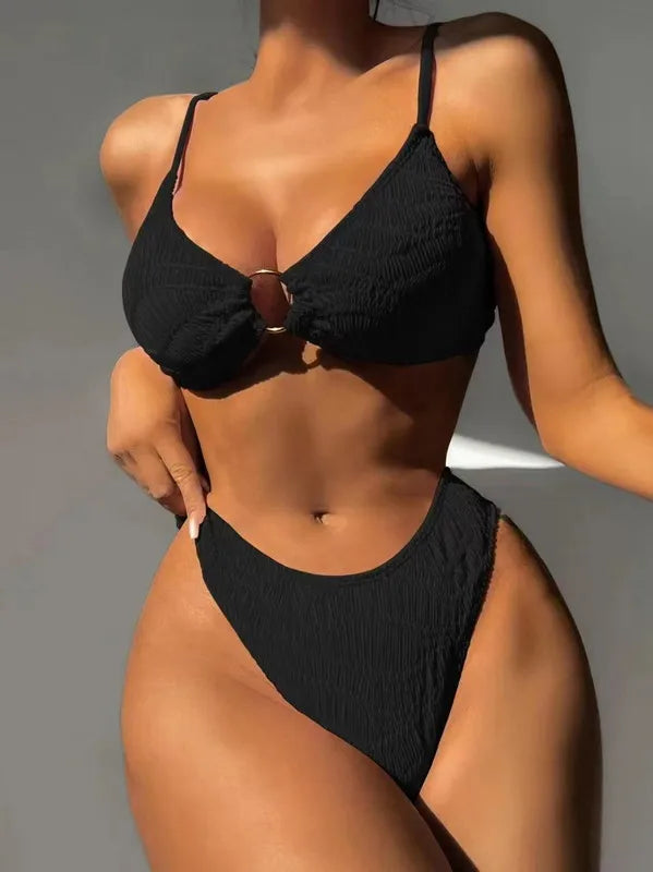 PASUXI 2025 New Hot Two Piece Swimsuit Summer Sexy Bikini High Waist Bathing Suits Women's Backless Swimwear
