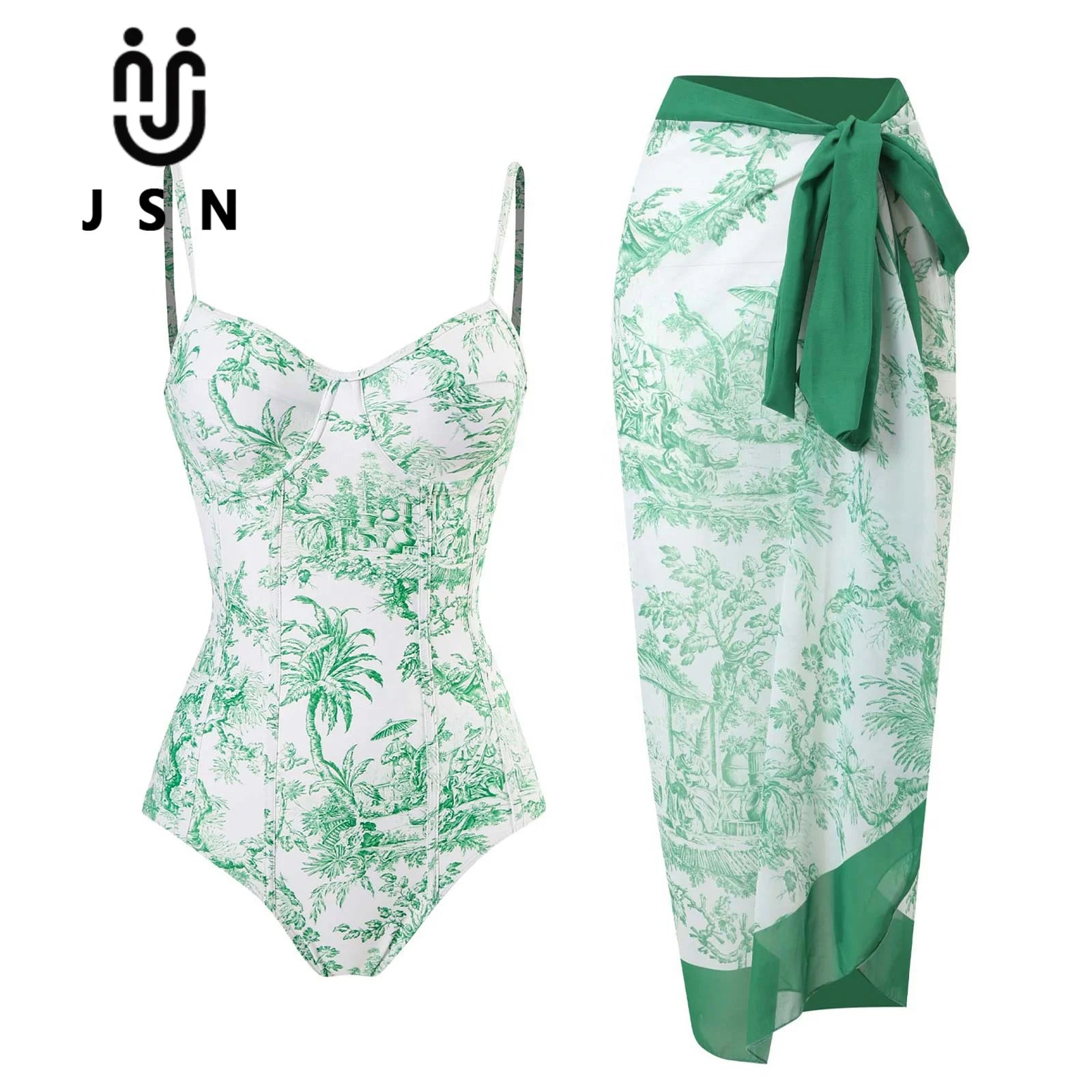 Printed Simple Fashion Single Piece Micro Monokini Sexy Swimsuit White Boho Printed Swim Swimwear for Girls Women's Bandage