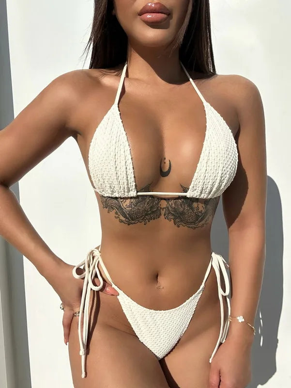 PASUXI 2025 New Hot Two Piece Swimsuit Summer Sexy Bikini High Waist Bathing Suits Women's Backless Swimwear