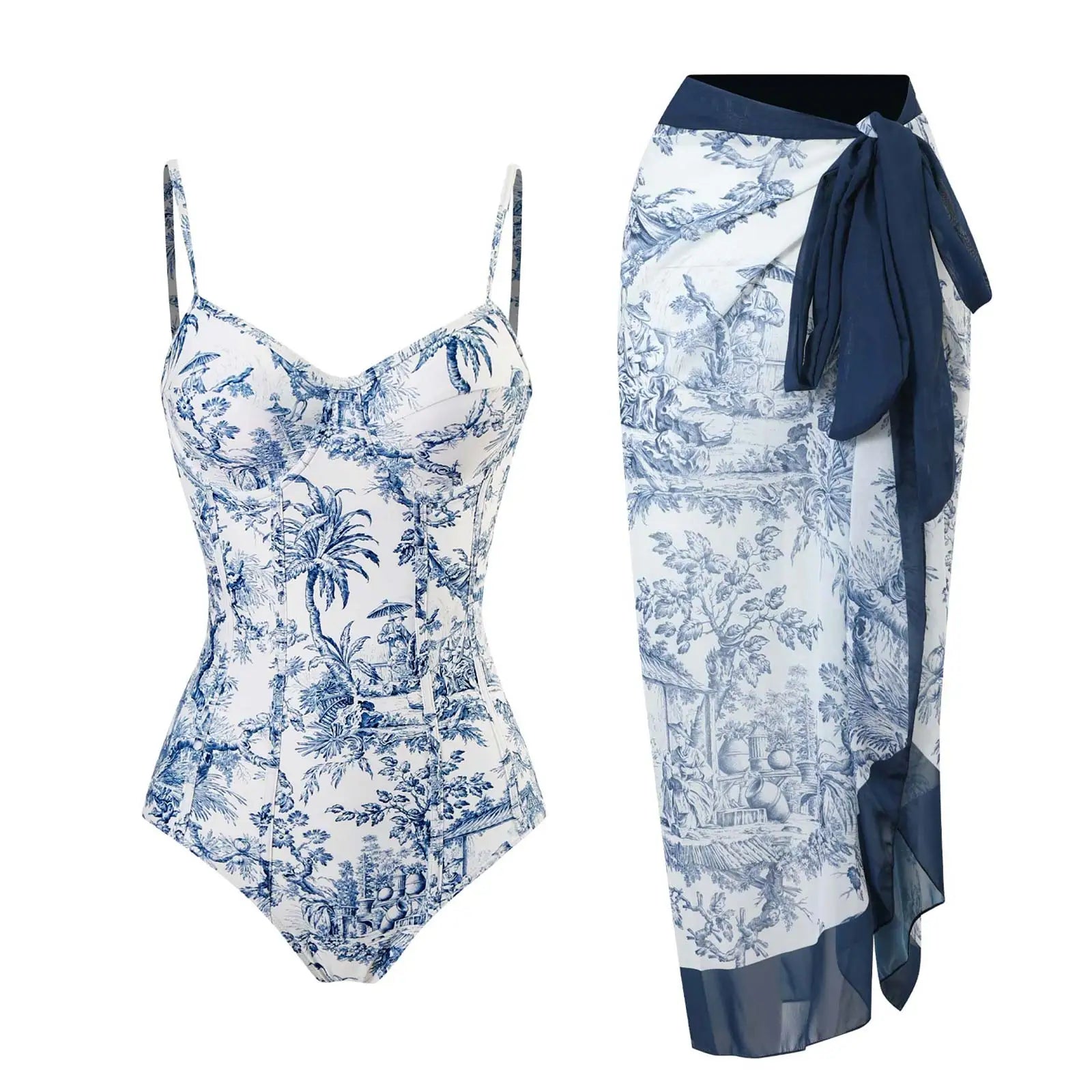 Printed Simple Fashion Single Piece Micro Monokini Sexy Swimsuit White Boho Printed Swim Swimwear for Girls Women's Bandage