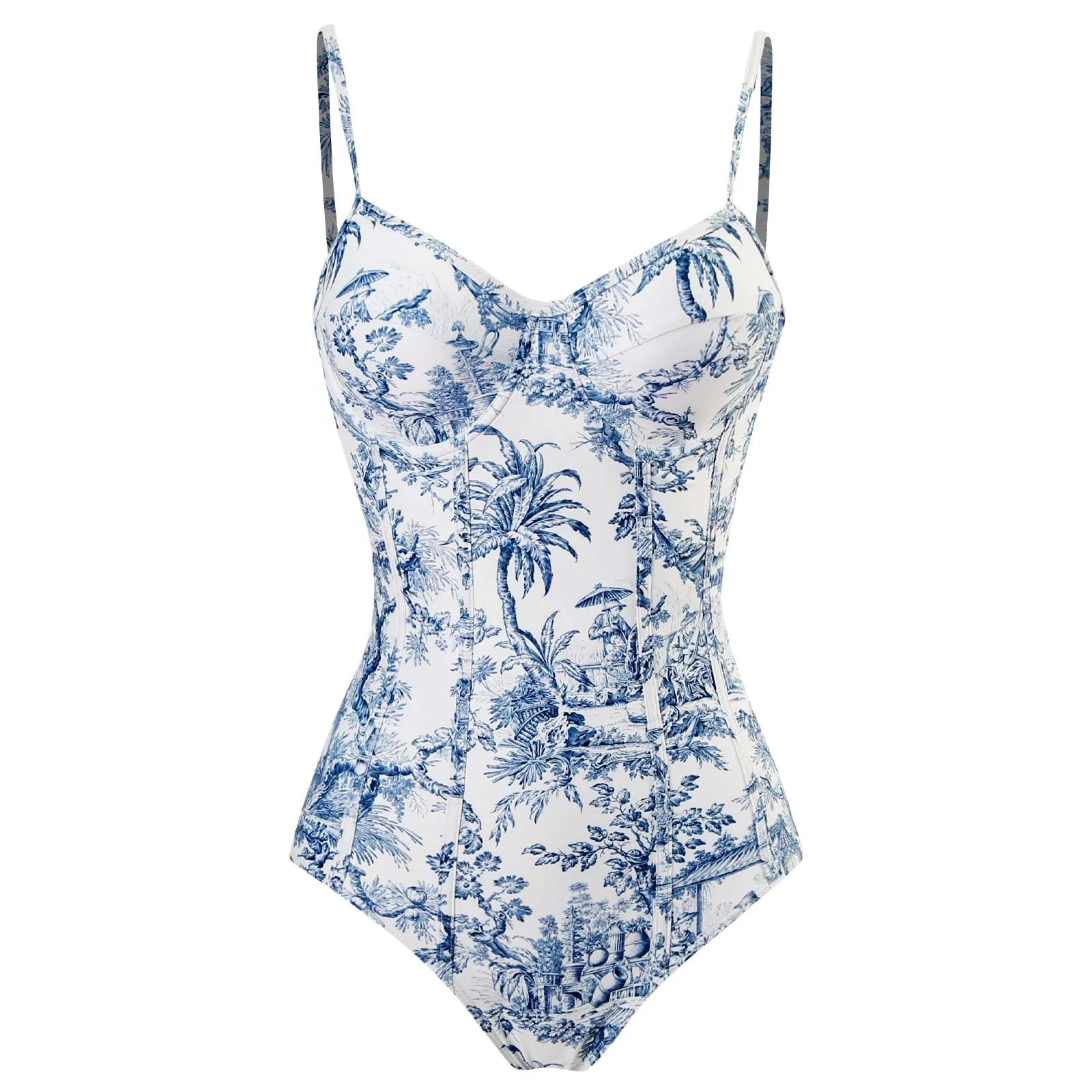 Printed Simple Fashion Single Piece Micro Monokini Sexy Swimsuit White Boho Printed Swim Swimwear for Girls Women's Bandage