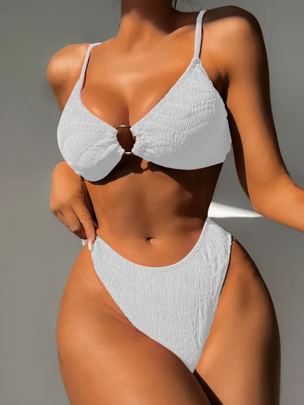 PASUXI 2025 New Hot Two Piece Swimsuit Summer Sexy Bikini High Waist Bathing Suits Women's Backless Swimwear