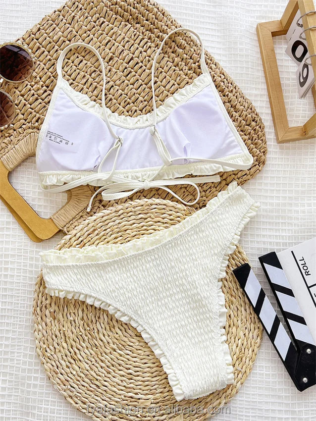 Designer Hot Sexy Extreme Micro Ribbed Bikini Brazil Girl Thong 2 Piece Luxury Swimsuit