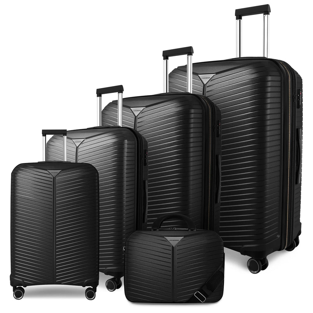 Black Valise De Voyage Luggage Travel Bags 5pcs Hard Shell Suitcase Luggage Set with Spinner Wheels for Business & Family Travel
