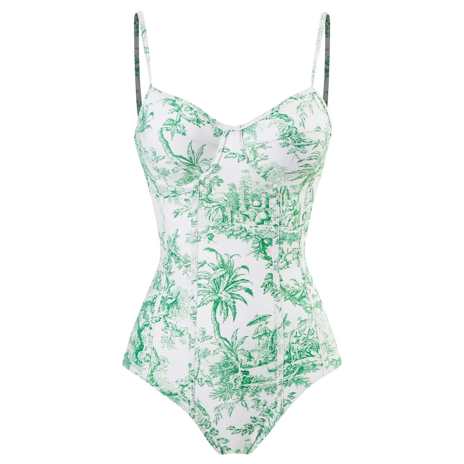Printed Simple Fashion Single Piece Micro Monokini Sexy Swimsuit White Boho Printed Swim Swimwear for Girls Women's Bandage