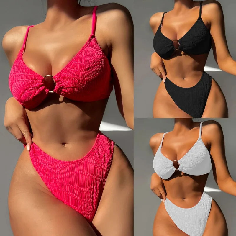 PASUXI 2025 New Hot Two Piece Swimsuit Summer Sexy Bikini High Waist Bathing Suits Women's Backless Swimwear