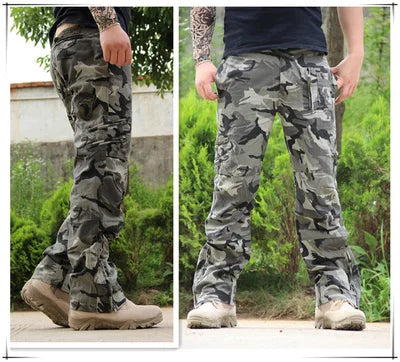 2026 Men's Cargo Pant Cotton Outdoors Tactical Pant Men Vintage Camo Green Work Many Pocket Cotton Camouflage Black Trouser