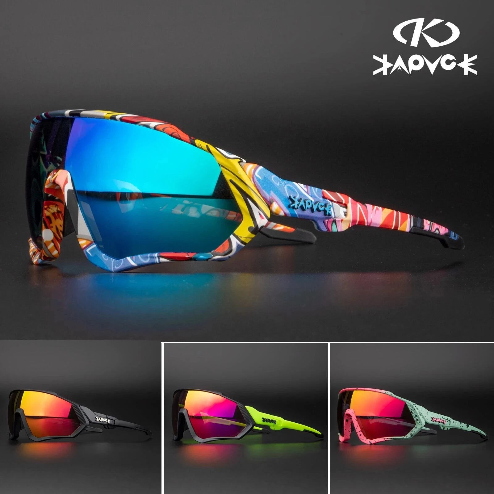 Kapvoe Cycling Sunglasses Mtb Polarized Sports Cycling Glasses Goggles Bicycle Mountain Bike Glasses Men's Women Cycling Eyewear