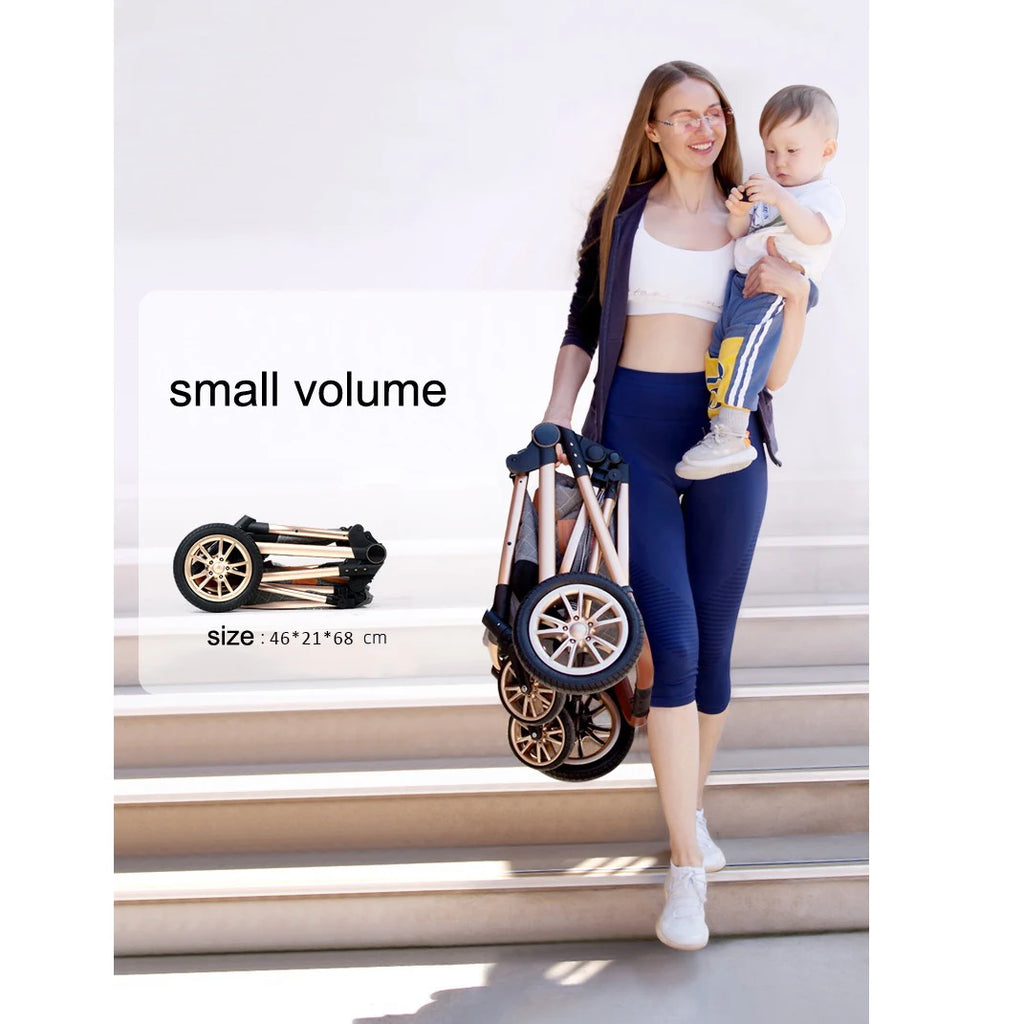 Convenient Foldable Infant Stroller with Car Seat Travel Companion Baby Trolley for Kids' Outings