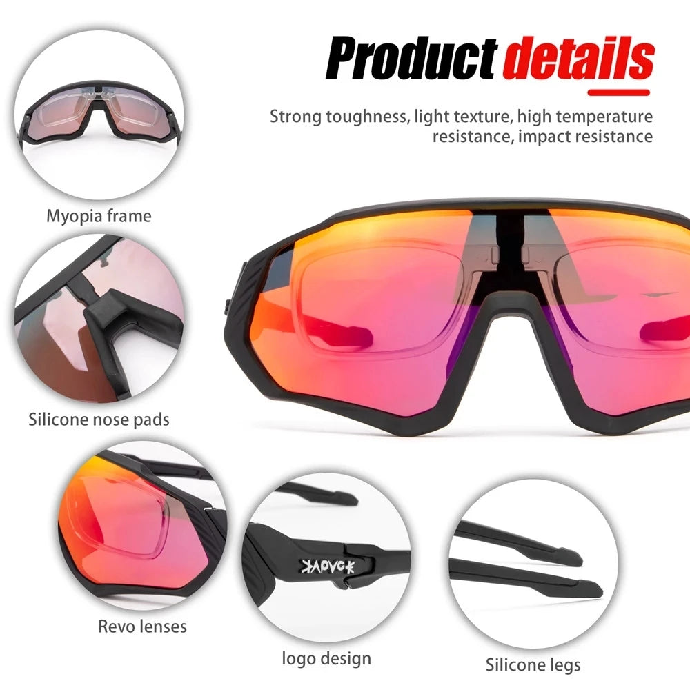 Kapvoe Cycling Sunglasses Mtb Polarized Sports Cycling Glasses Goggles Bicycle Mountain Bike Glasses Men's Women Cycling Eyewear