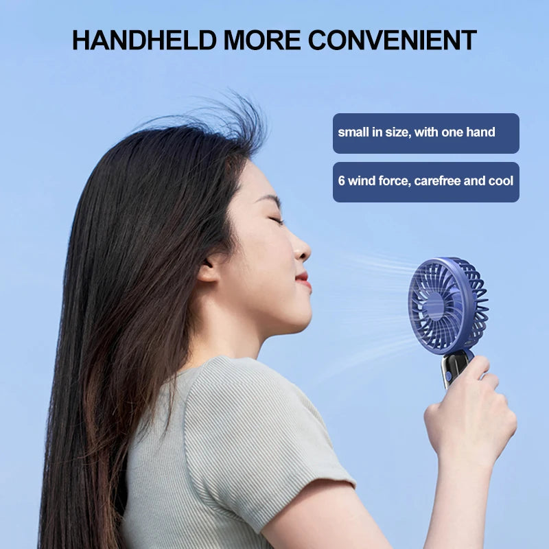 Handheld small fan, portable portable small mini fan, high wind power charging model, silent office desk hanging neck stand fan