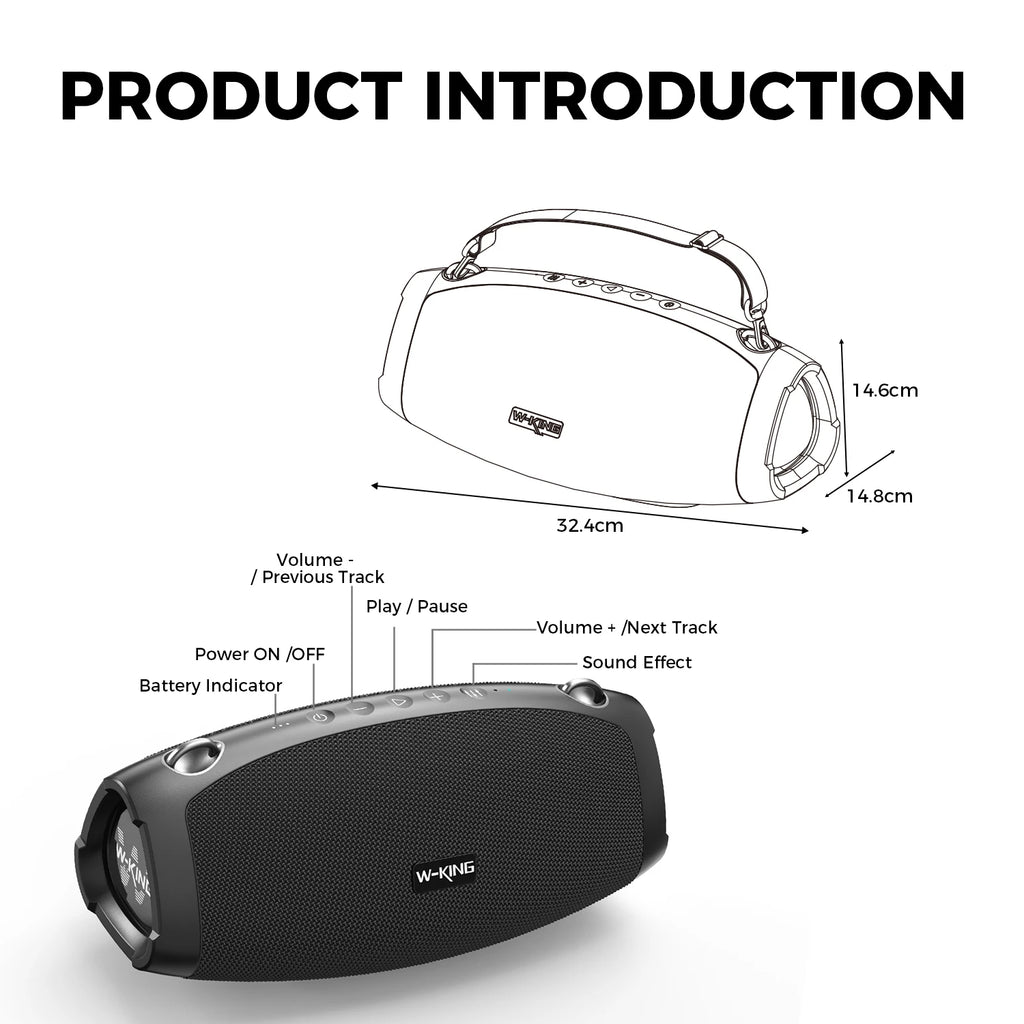 W-KING X10 Bluetooth Speaker, 120W Max Portable Loud Speakers Wireless Bluetooth Boombox, 70W IPX6 Waterproof Outdoor Party Large Big Speaker, Triple Passive Radiator/Subwoofers*2-Deep Bass/42H/TF/AUX/EQ
