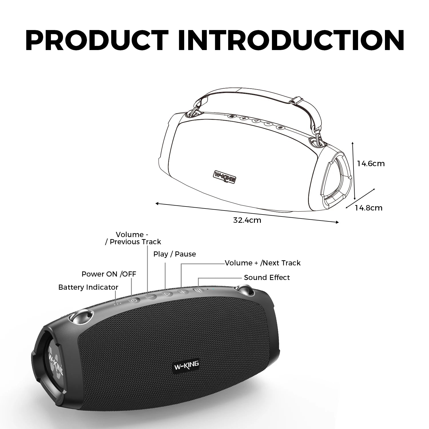 W-KING X10 Bluetooth Speaker, 120W Max Portable Loud Speakers Wireless Bluetooth Boombox, 70W IPX6 Waterproof Outdoor Party Large Big Speaker, Triple Passive Radiator/Subwoofers*2-Deep Bass/42H/TF/AUX/EQ