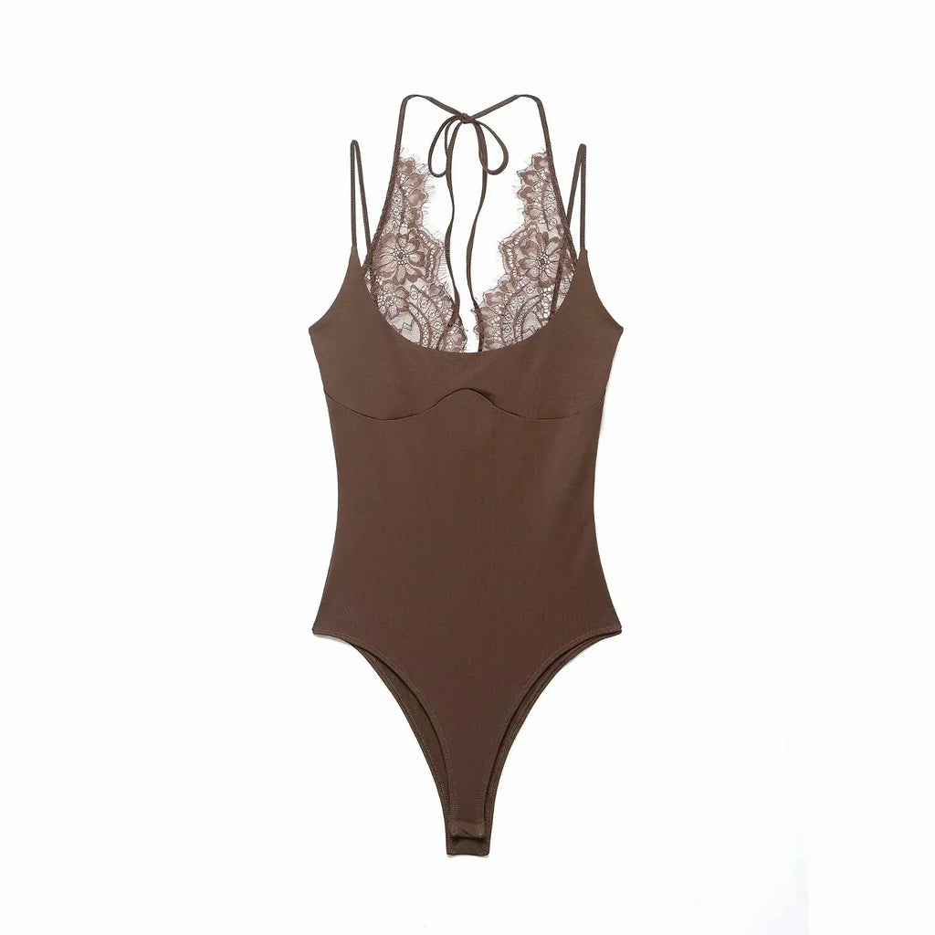 Women Pure Color Lace Jumpsuit Women's One-Piece Suit ort Pants Mid Waist Female Jumpsuit