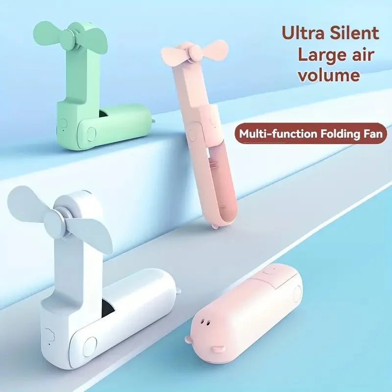 Portable mini fan, USB charging, 3-speed adjustable, foldable handheld eyelash fan, suitable for office, travel, and outdoor use