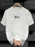 New Summe Luxury Brand T-shirt Pure Cotton Flat Print Large Size Round Neck Short Sleeve Men's and Women's Top T-shirt