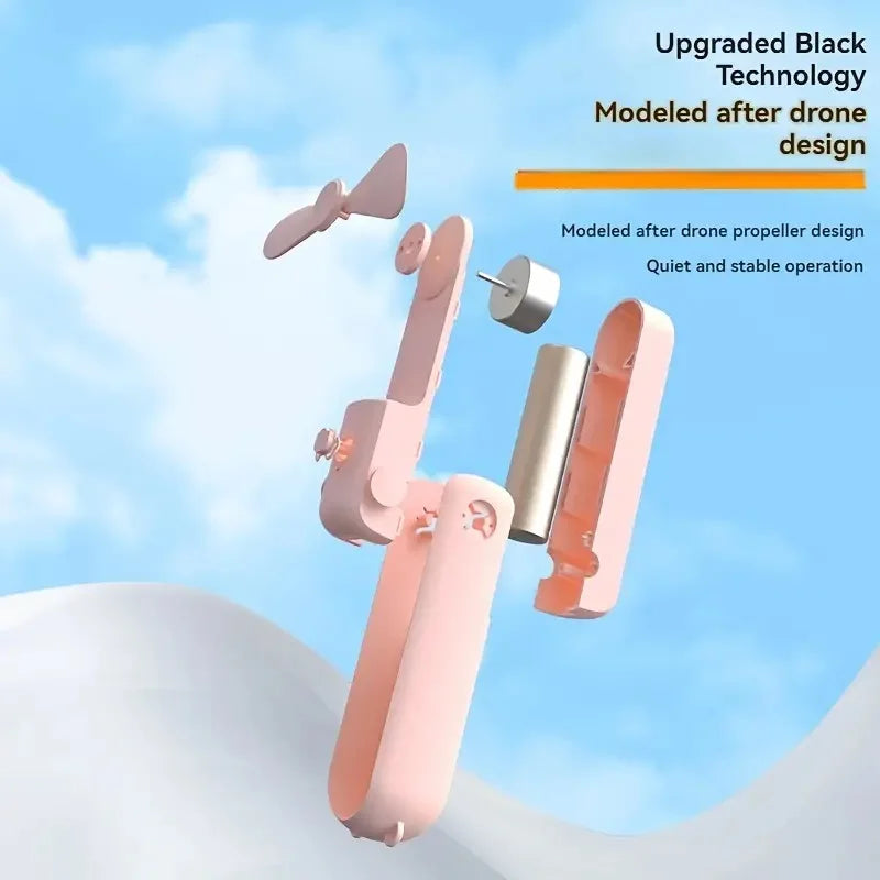 Portable mini fan, USB charging, 3-speed adjustable, foldable handheld eyelash fan, suitable for office, travel, and outdoor use