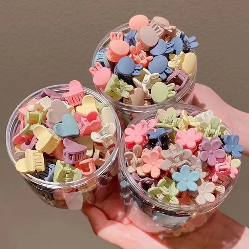 10/50Pcs Small Cute Hair Claws Clips For Girls Baby Colorful Hairpin Cartoon Rabbit Flower Crown Star Hair Clips Accessories