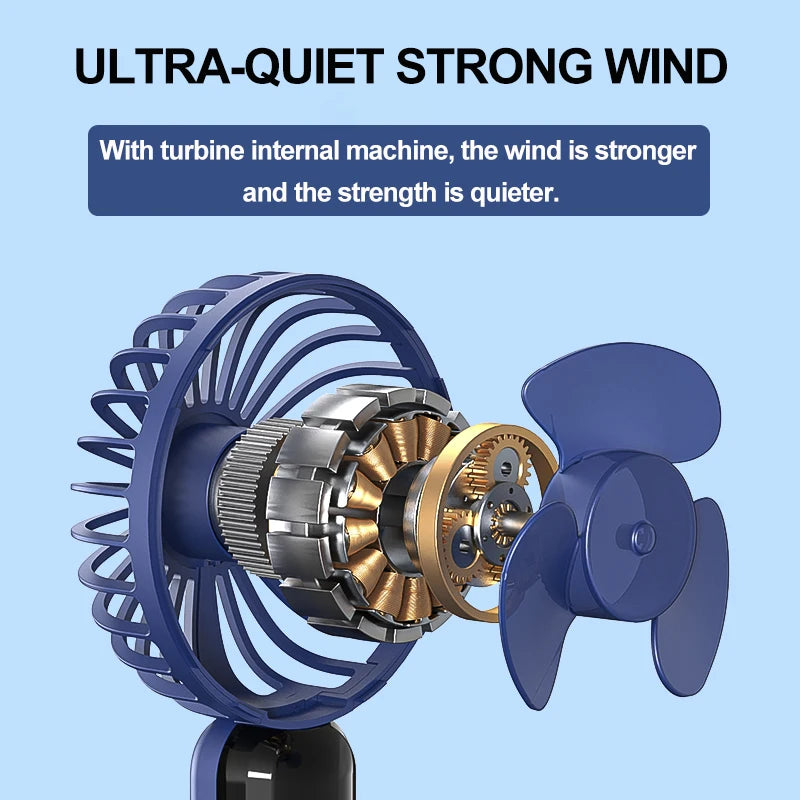 Handheld small fan, portable portable small mini fan, high wind power charging model, silent office desk hanging neck stand fan