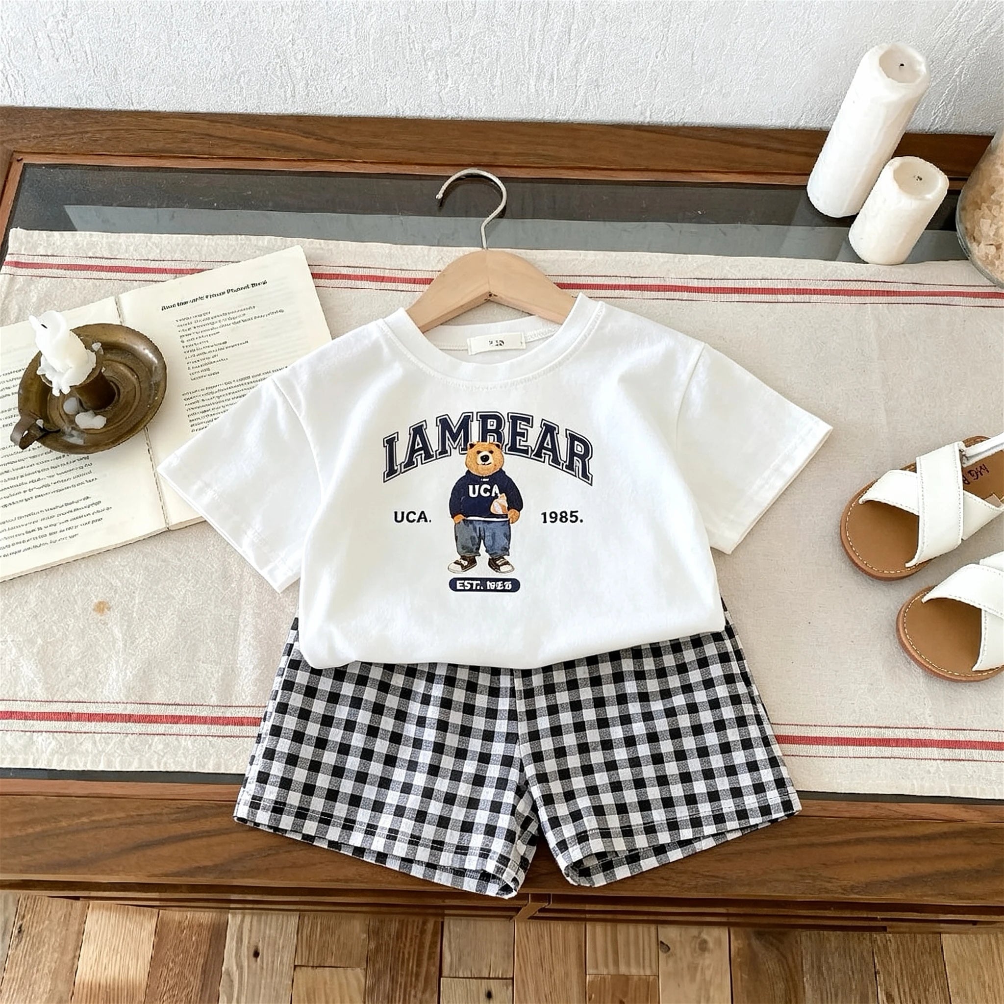 Summer Clothes Kids Girl Boy Short Sleeved Suit T-shirt + Shorts Children's Wear Casual Printed Tees Two Piece Outfits 1-6 Age