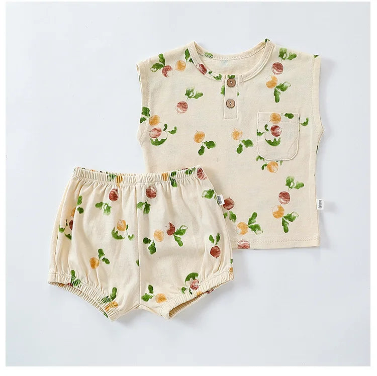0-3T 100% Cotton Newborn Kid Baby Girl 2pcs Clothes Set Summer Print Top and Shorts Set Casual Cotton Two Piece Set Cute Outfit
