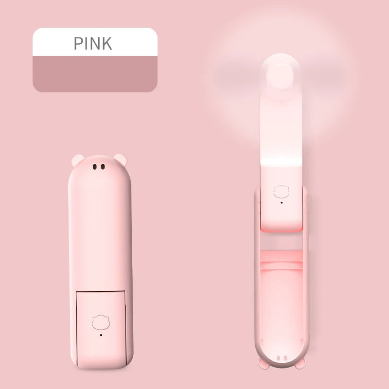 Portable mini fan, USB charging, 3-speed adjustable, foldable handheld eyelash fan, suitable for office, travel, and outdoor use