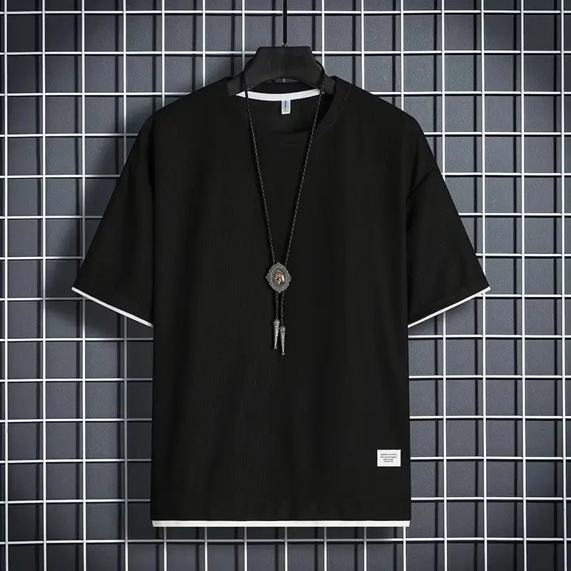 Men's Summer Short Sleeve Waffle Top Casual Breathable Comfortable 1pcs T-shirt for Active Lifestyle Acorrding to image color