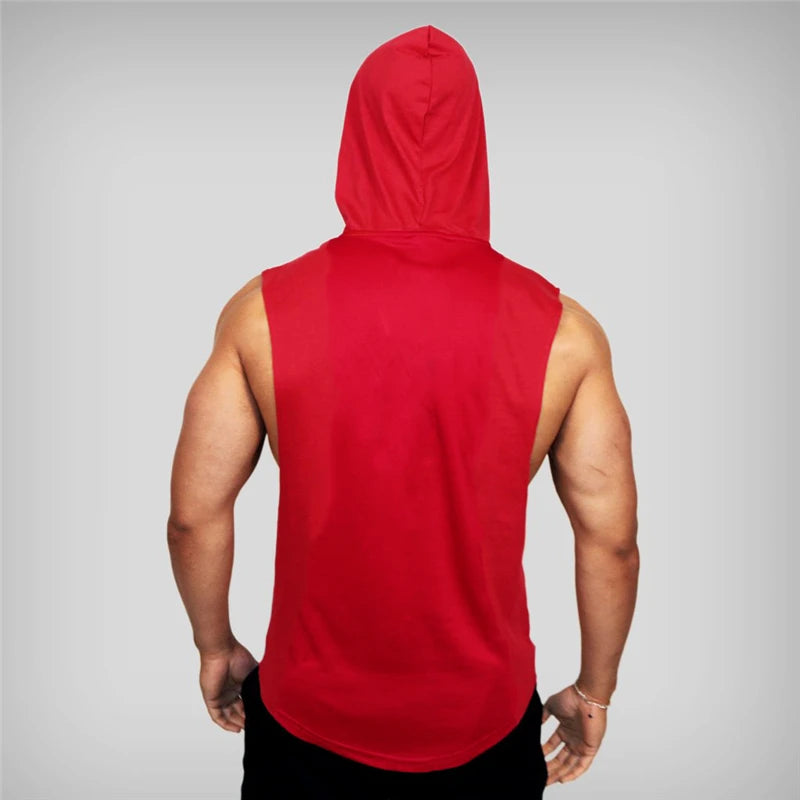 Gym Hooded Clothing Summer Cotton Fitness Tank Tops Open Side Mens Workout Muscles Vests Bodybuilding Sleeveless Loose Hoodie