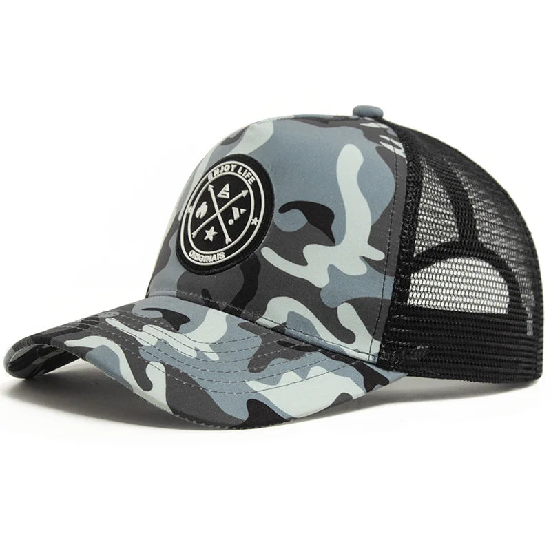 Summer Mesh Baseball Cap Women Men ENJOY LIFE Letter Patch Snapback Hat Casual Breathable Unisex Street Hip Hop Trucker Caps