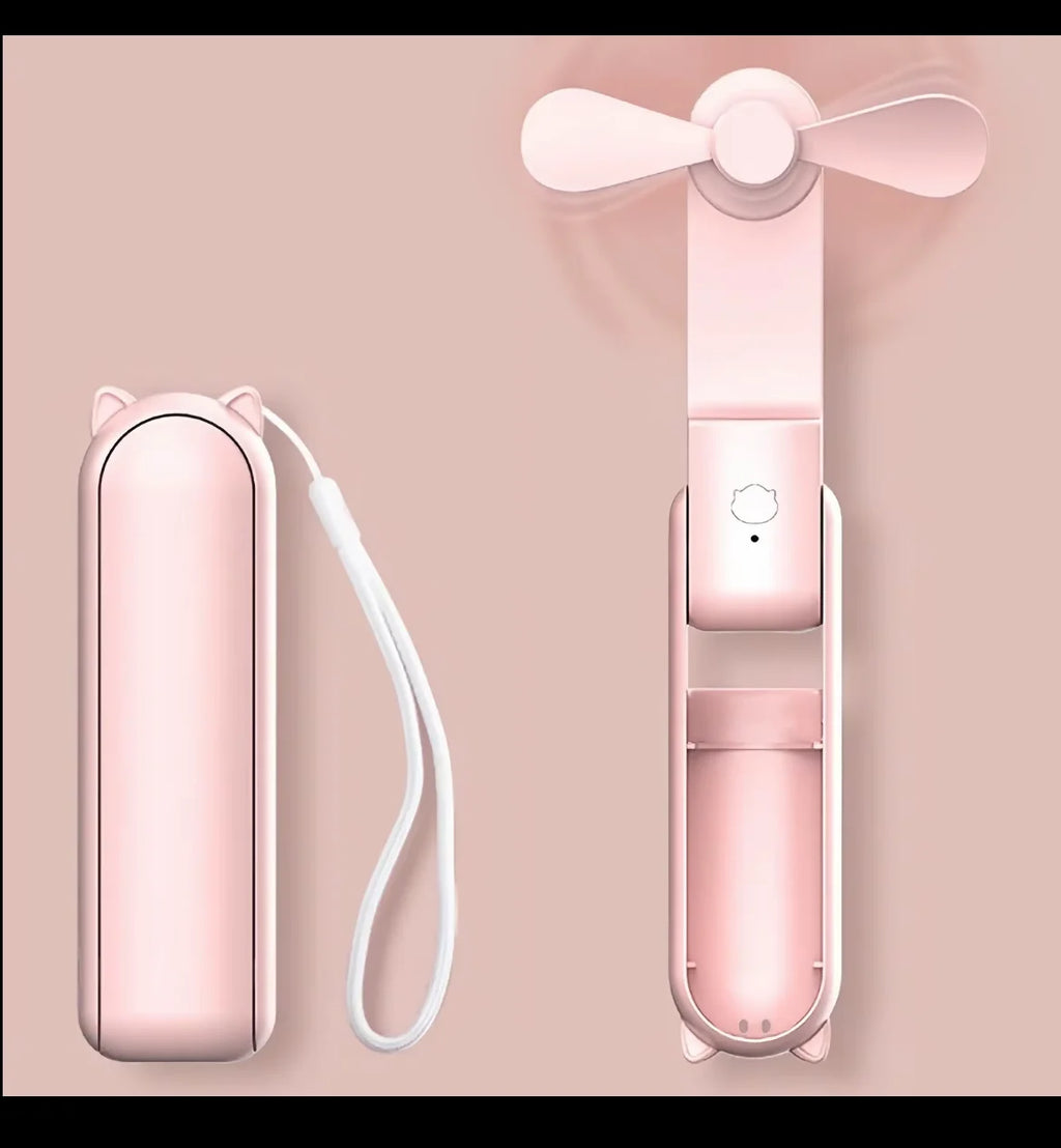 Portable mini fan, USB charging, 3-speed adjustable, foldable handheld eyelash fan, suitable for office, travel, and outdoor use