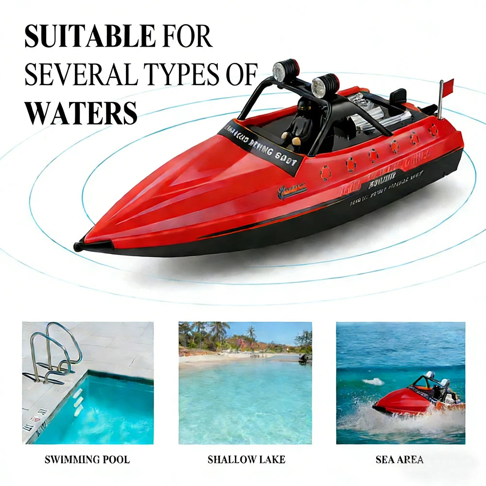 WLtoys WL917 Red RC Speedboat 2.4G High Speed Electric Racing Boat with LED Light Outdoor Water Toy for Kids Adults Gift 2026
