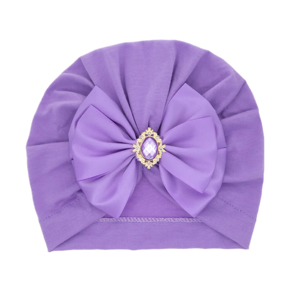 1 Pieces Children Print Baby Hat Kids Cap Newborn Girls Bowknot Diamond Photography Props Spring Autumn Beanie Infant Props