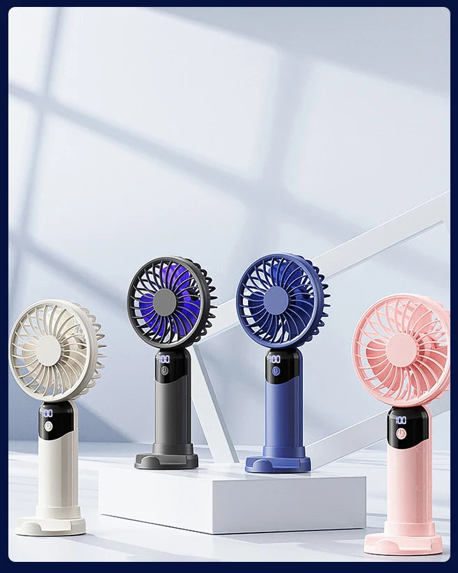 Handheld small fan, portable portable small mini fan, high wind power charging model, silent office desk hanging neck stand fan