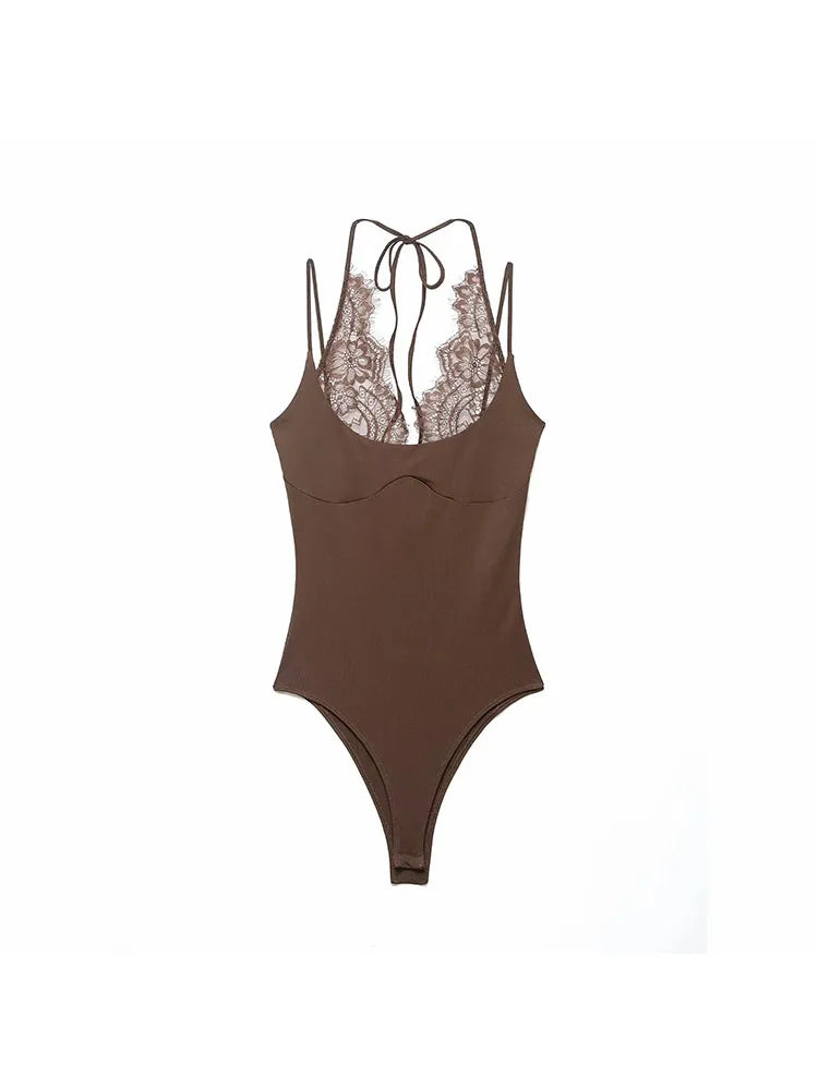Women Pure Color Lace Jumpsuit Women's One-Piece Suit ort Pants Mid Waist Female Jumpsuit