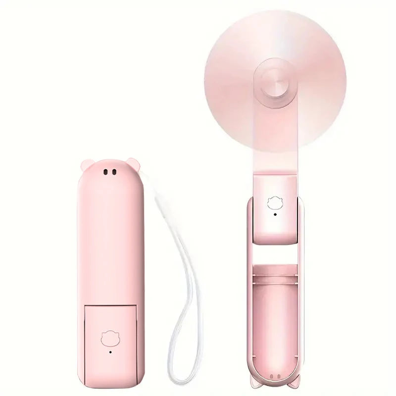 Portable mini fan, USB charging, 3-speed adjustable, foldable handheld eyelash fan, suitable for office, travel, and outdoor use