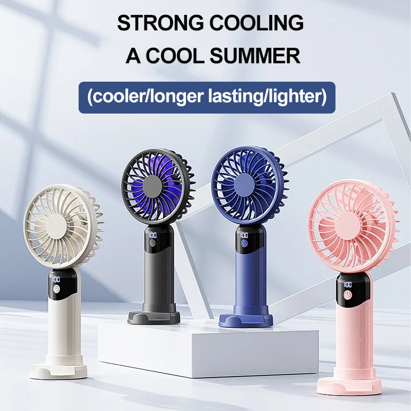 Handheld small fan, portable portable small mini fan, high wind power charging model, silent office desk hanging neck stand fan