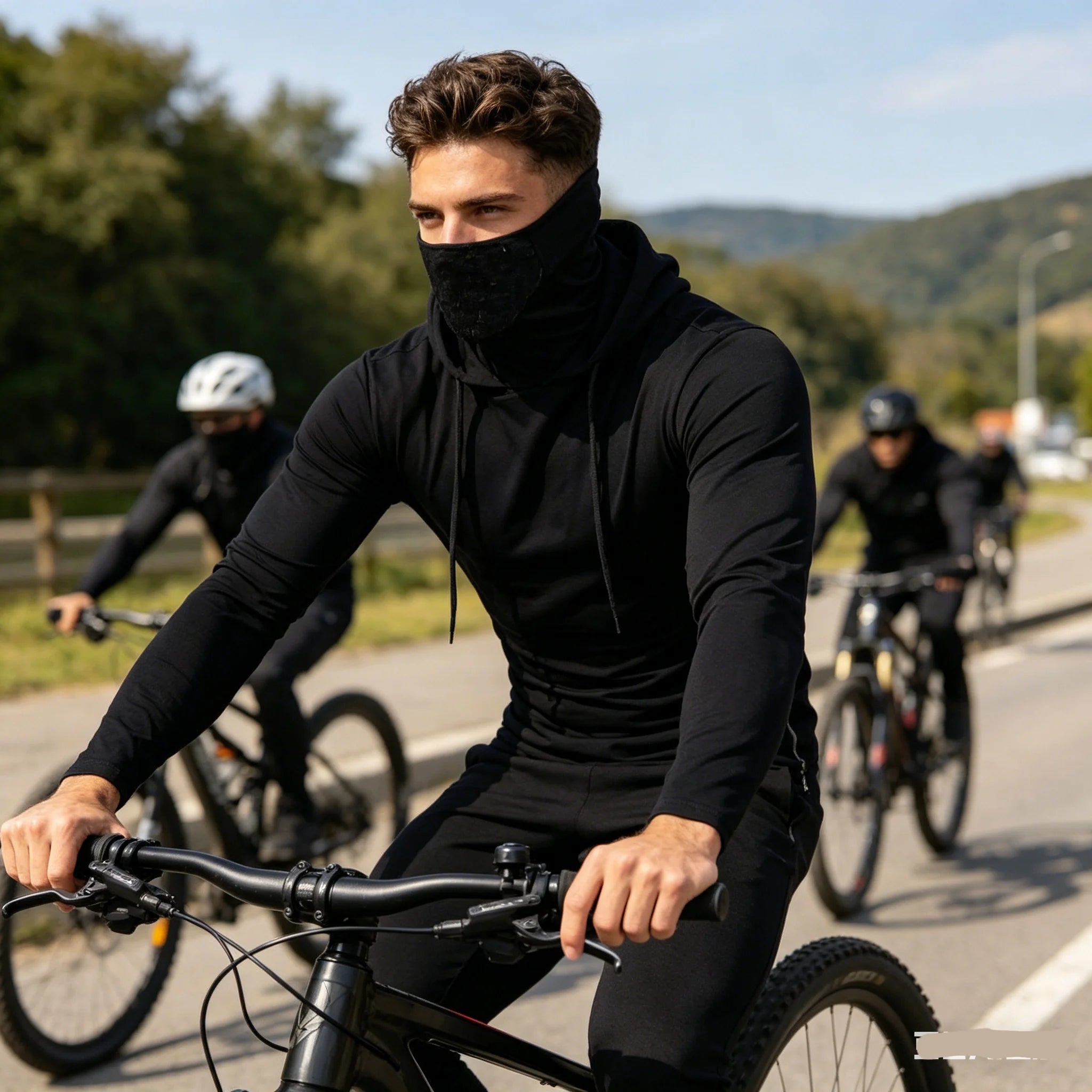 Summer Men's Hooded Sweatwear Casual Long  Sleeve Loose T-shirt Solid Color Lightweight Hoodie Fitness Breathable Tops
