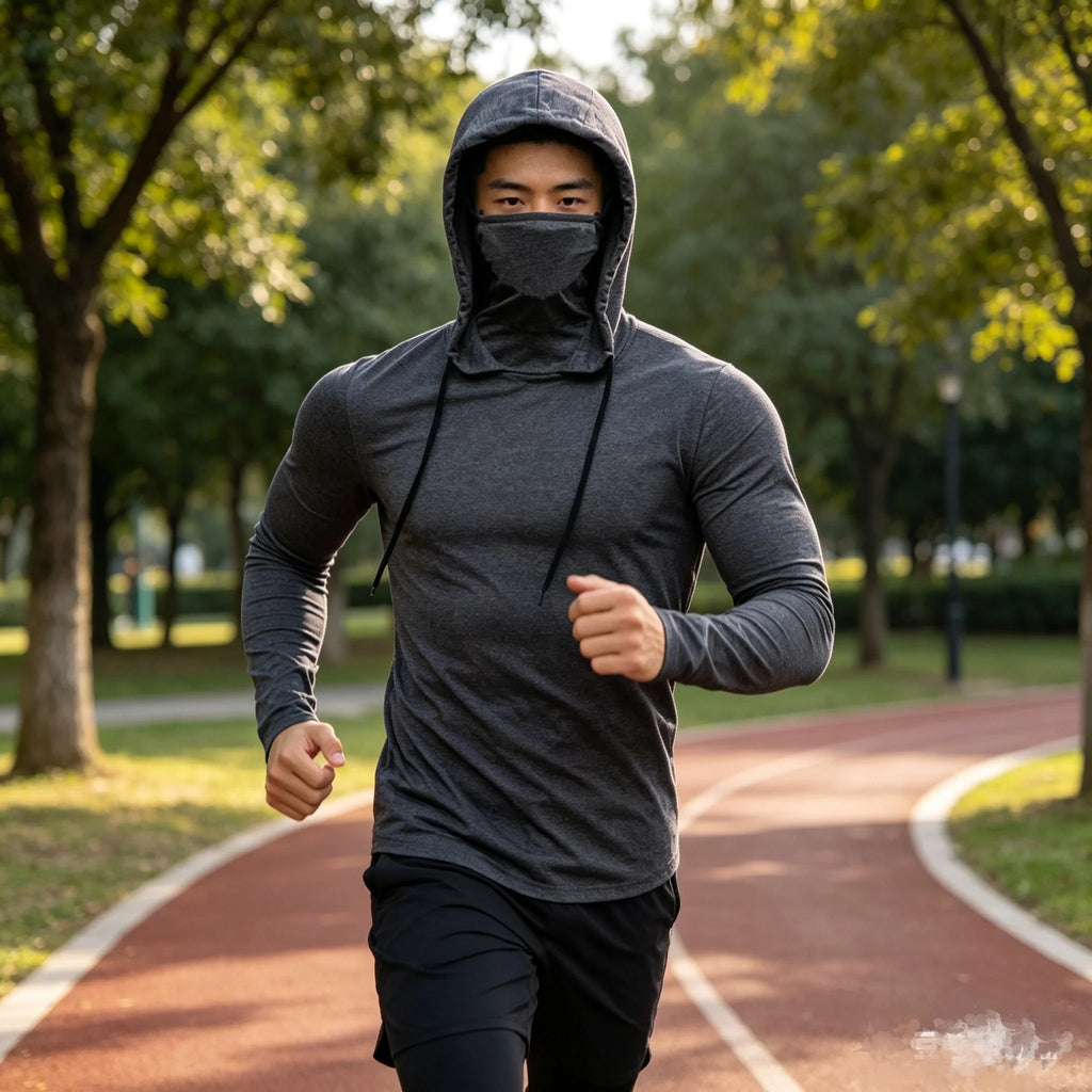 Summer Men's Hooded Sweatwear Casual Long  Sleeve Loose T-shirt Solid Color Lightweight Hoodie Fitness Breathable Tops