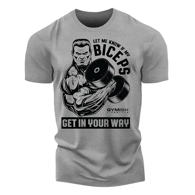 3D men's printed training T-shirt,fun gym short sleeved T-shirt,elastic breathable top