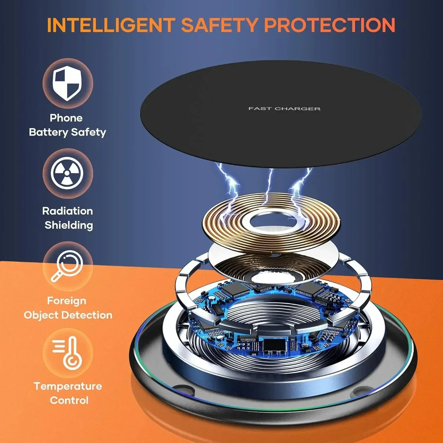 LED Fast Wireless Charging Stand Universal Charger Dock Pad for iPhone 17 16 15-8 Series Samsung S24/S23/S22/S21 Xiaomi Huawei