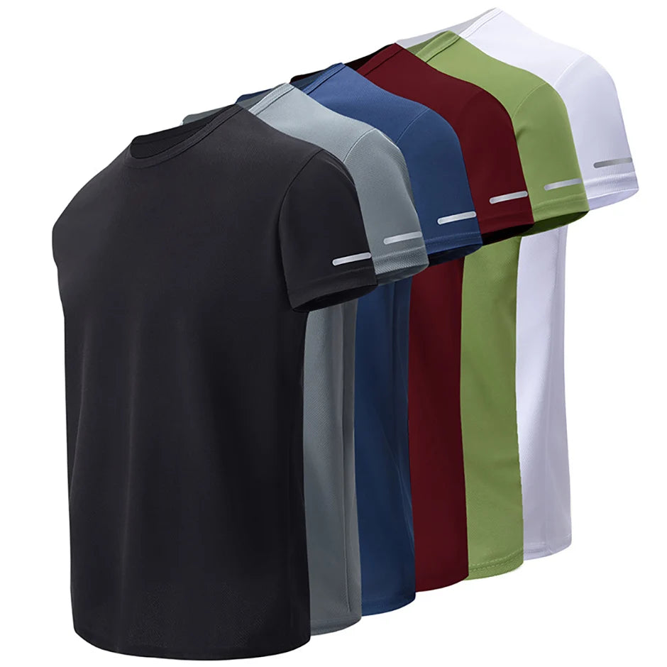 1/2/4Pcs Men's Summer Solid Color Mix And Match Short-sleeved Young Men's Loose Quick-drying Sports Running Shirt Middle-aged T-