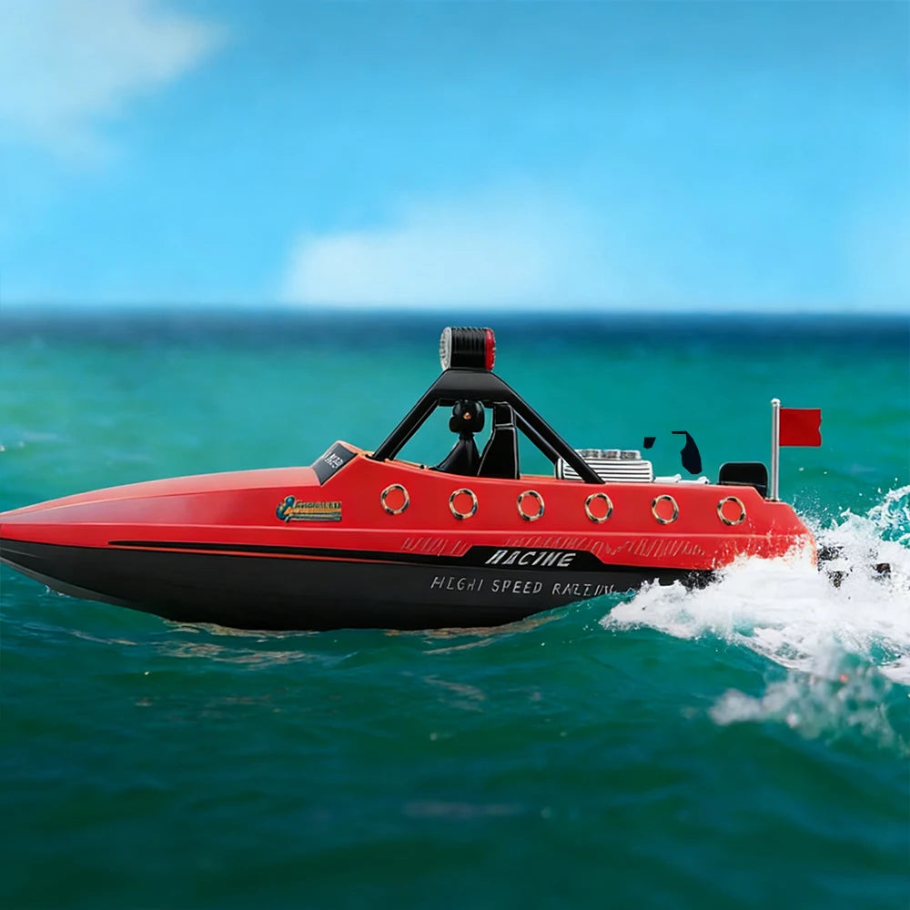 WLtoys WL917 Red RC Speedboat 2.4G High Speed Electric Racing Boat with LED Light Outdoor Water Toy for Kids Adults Gift 2026