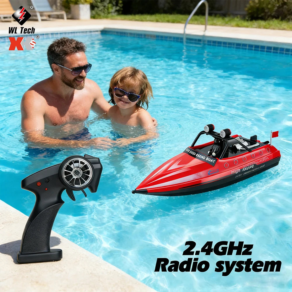 WLtoys WL917 Red RC Speedboat 2.4G High Speed Electric Racing Boat with LED Light Outdoor Water Toy for Kids Adults Gift 2026