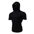 Summer Hooded T-Shirt Stretch Pullover Slim Fitness Personality Stretch Leisure Sport Shirt Ninja Suit Short-sleeved Mask Top