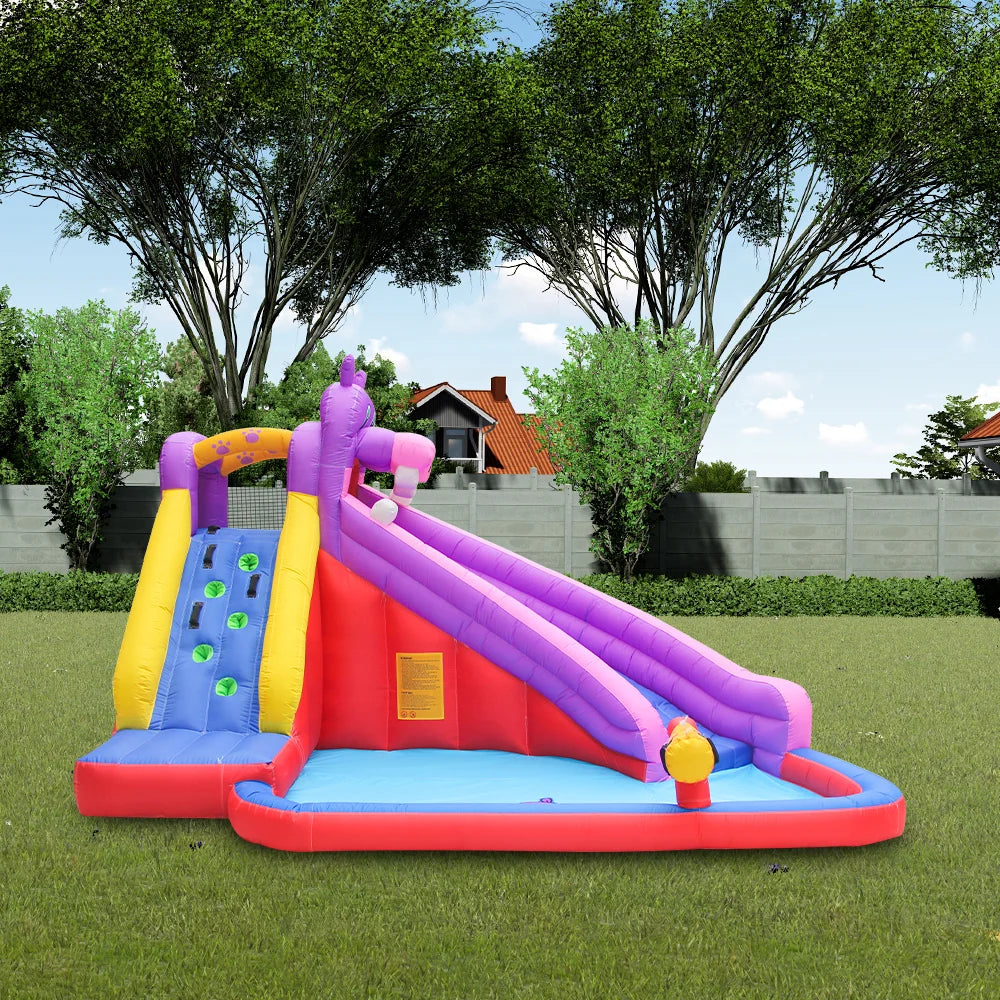 3-5 Kids Yard Home Summer Water Fun Family Inflatable Hippo Water Slide Park Pool With Water Gun