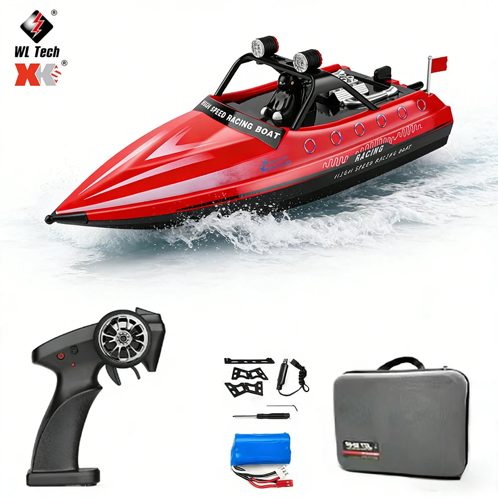 WLtoys WL917 Red RC Speedboat 2.4G High Speed Electric Racing Boat with LED Light Outdoor Water Toy for Kids Adults Gift 2026